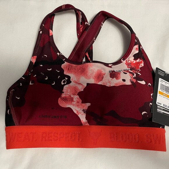 Under armour Project Rock Printed Bra Womens Small Gym Training Red - Picture 1 of 4